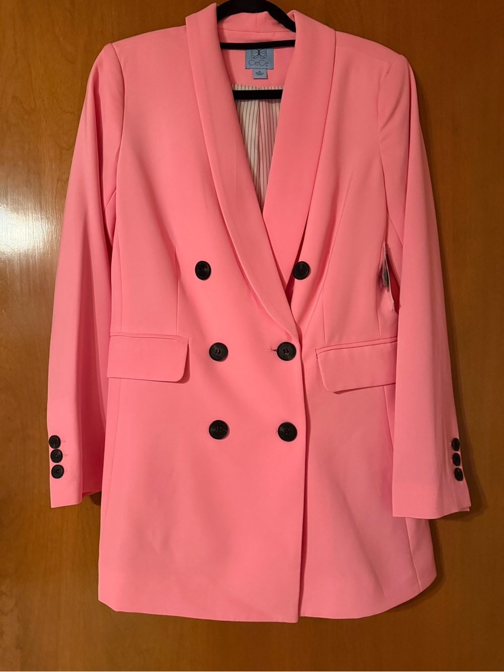 Darling CeCe Bubblegum Pink Double-Breasted Long Blazer